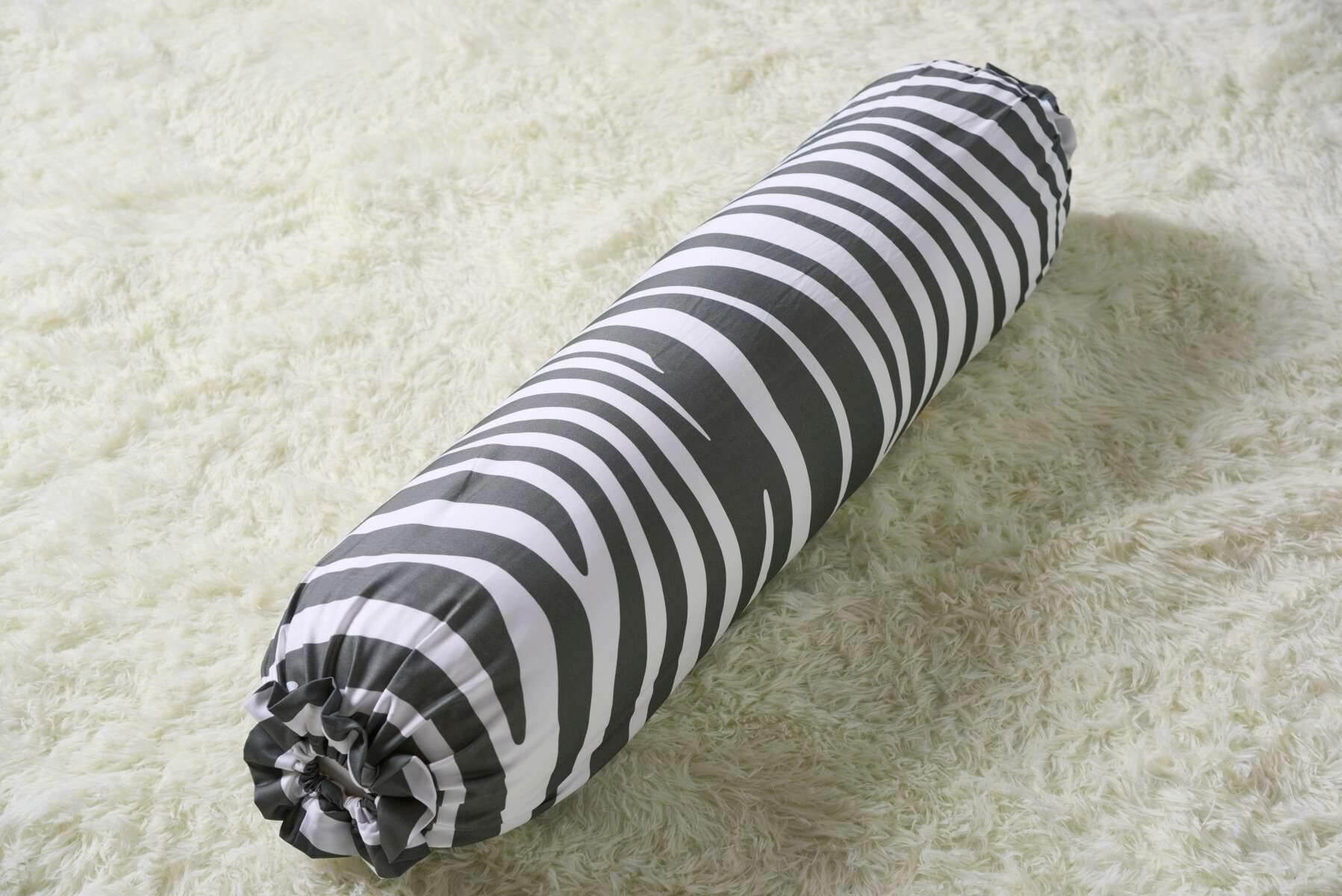 Black and white zebra striped bolster 