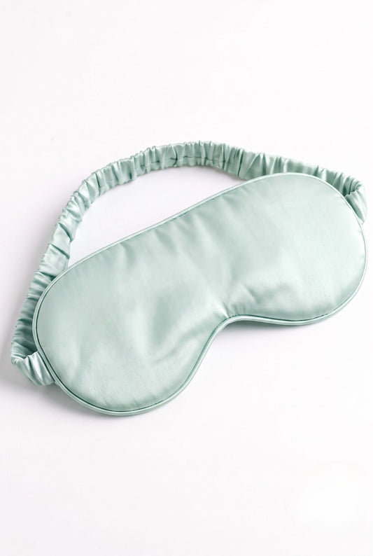 Avo-Good Night sleep mask in solid mint with elastic band, flat lay on white